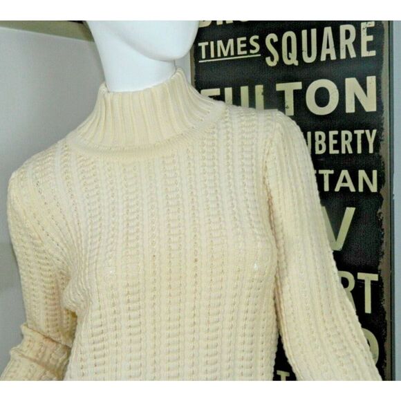 Mallory Dress Size Small Ivory 1960's Sweater‎ Italian Knit 100% Wool Vintage - Picture 4 of 13